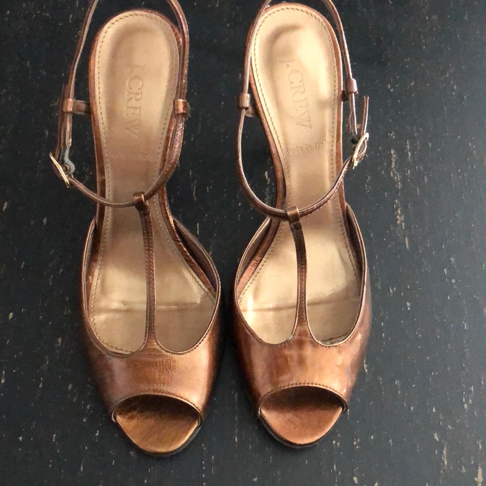 JCrew patent leather tstrap heel